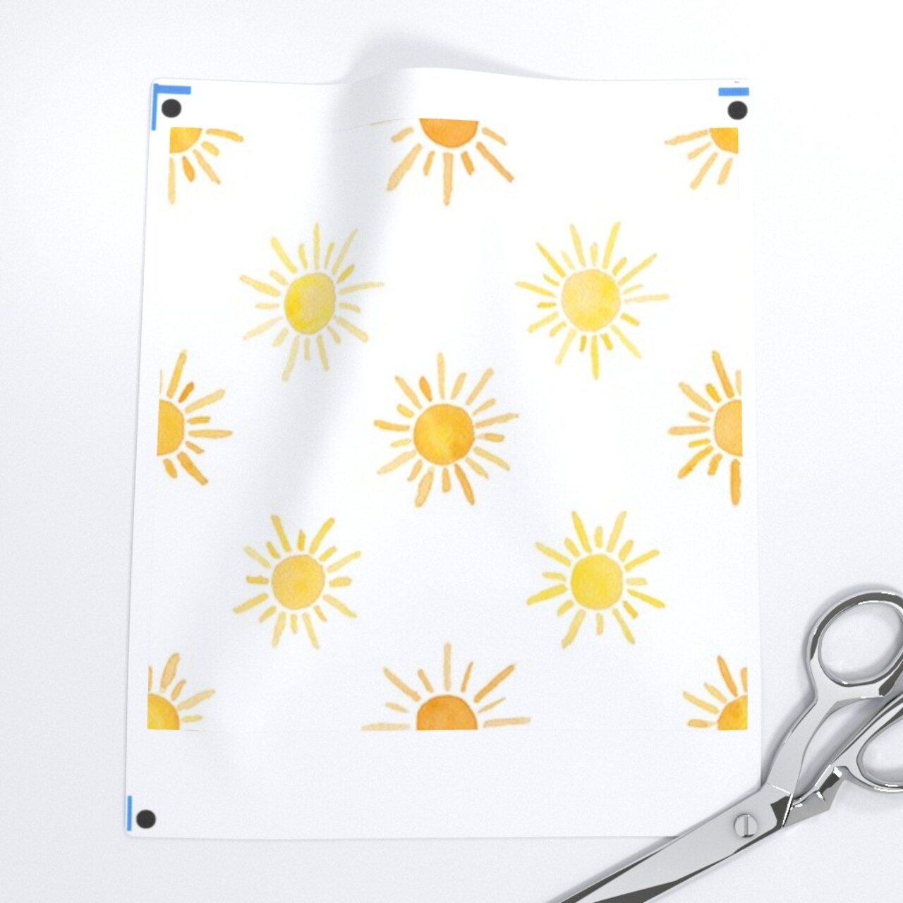 Sun Whimsical Watercolor Bright Sunny Custom Printed Fabric by Spoonflower Various Fabrics by the Yard or Fat Quarter